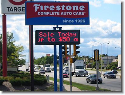 Outdoor LED Sign, Firestone Tires